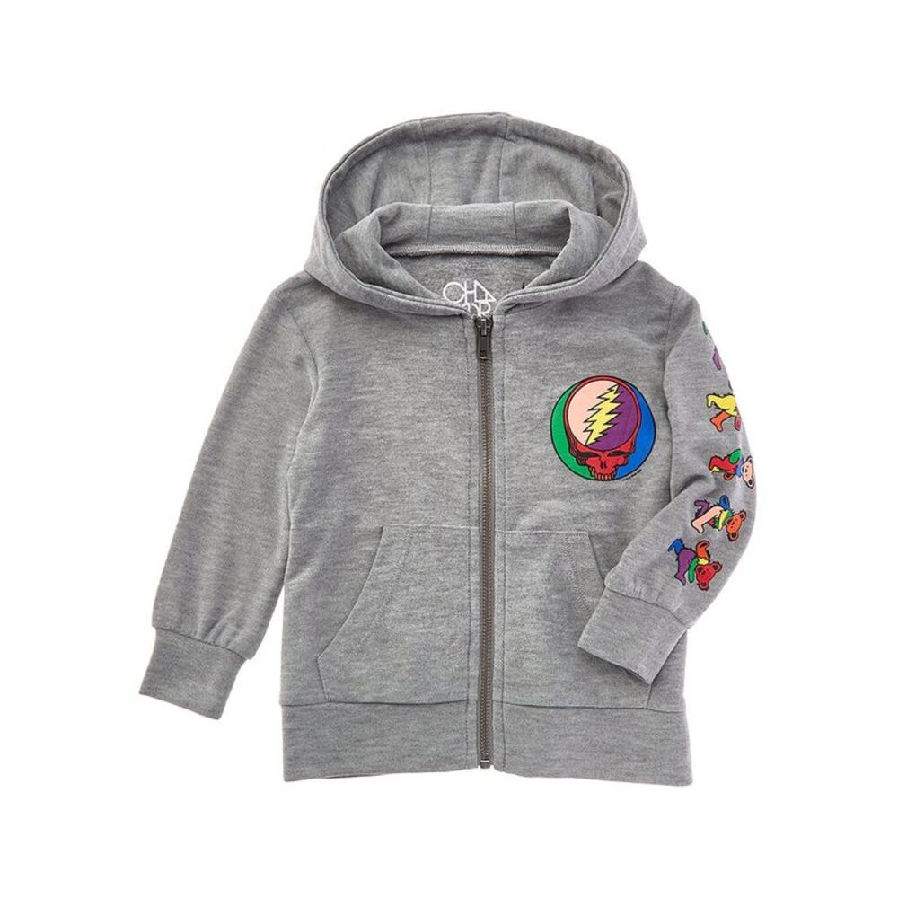 Chaser Boys Grateful Dead Cozy Knit Zip-Up Hoodie, Grey